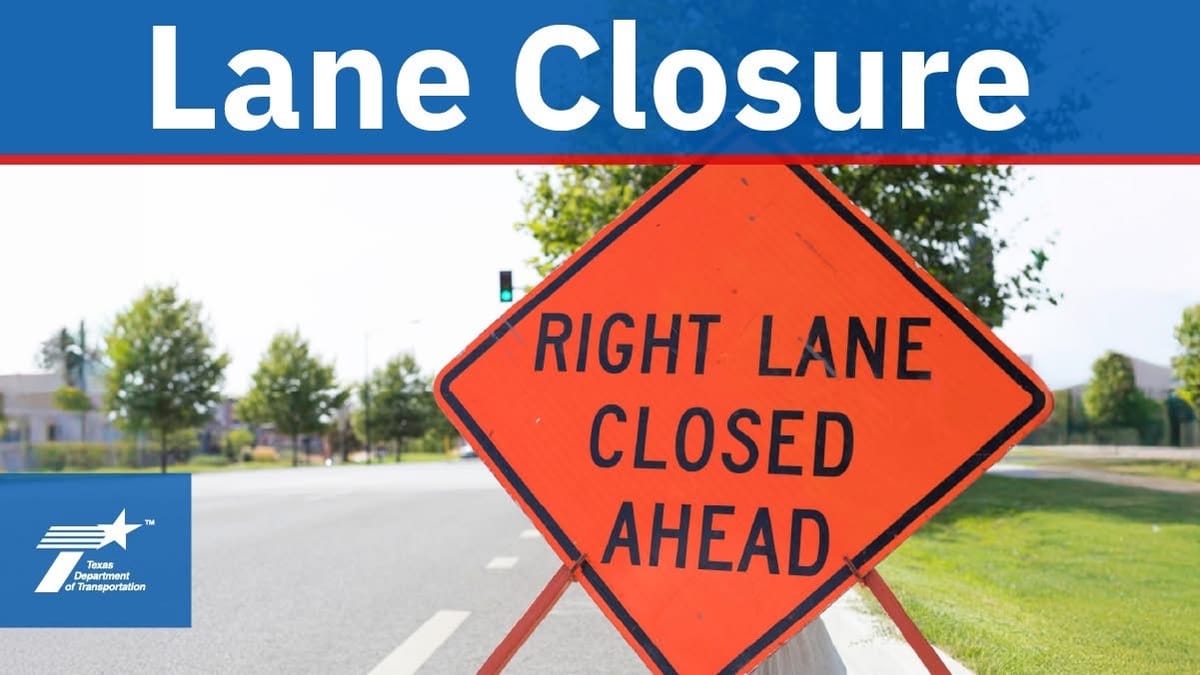 Lane Closure on Diboll Relief Route Today