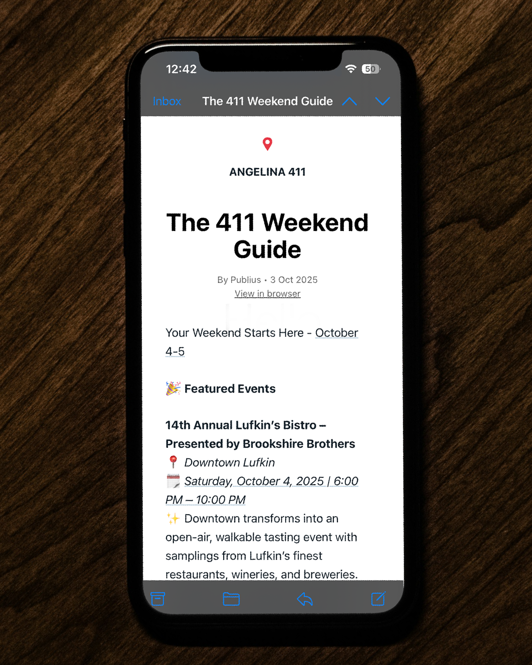 Subscribe to the free 411 Weekend Guide