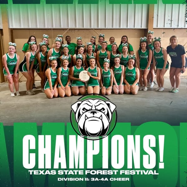Central High School cheer team wins Division II Championship at Texas State Forest Festival